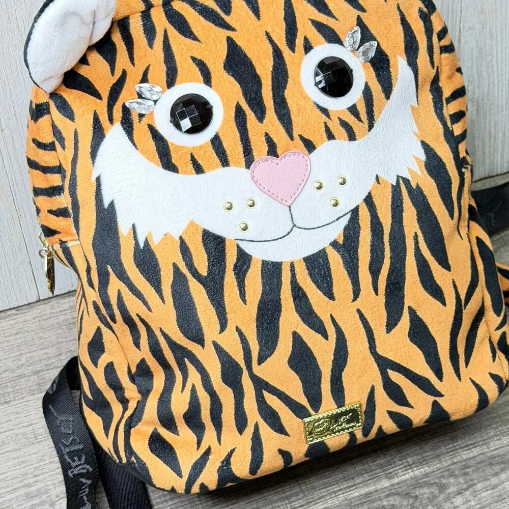 Luv Betsey Betsey Johnson Plush Tiger Face Backpack Rhinestone Ears